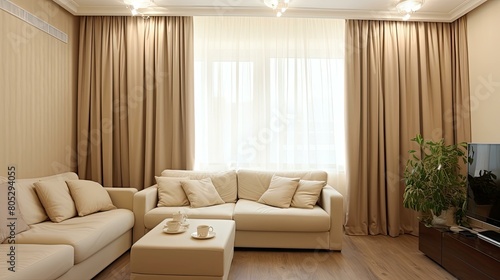 flowing beige curtains