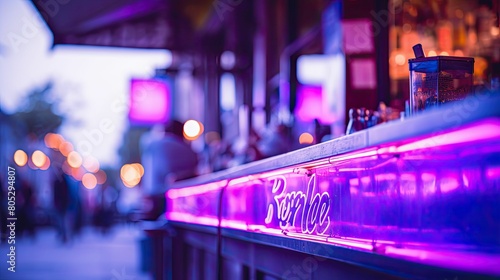 vibrant purple neon lights In the second photograph photo