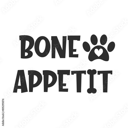 Bone Appetit vector quote. Dog treat isolated on white background. Pets food symbol. Bone shaped treats for dogs. Vector illustration.