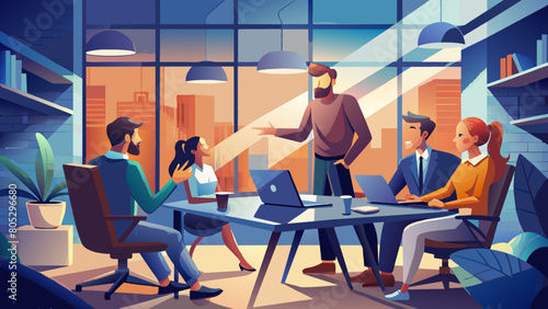 team at a briefing discussing what to do during the day