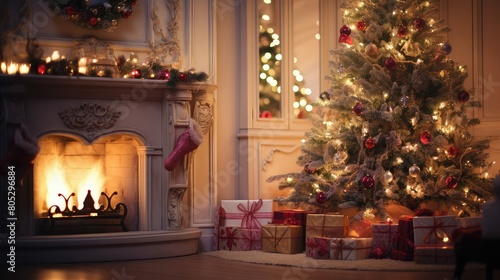 tree blurred holiday interior