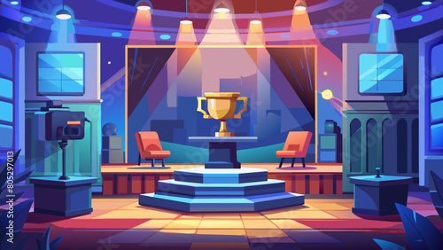 quiz night show studio design vector cartoon