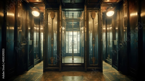architecture blurred interior elevator vintage photo