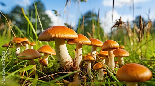 meadow background champignon mushroom