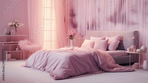 stylish blurred pink interior