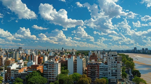Argentina's Buenos Aires skyline. A view overlooking the RÃ­o de la Plata. photo