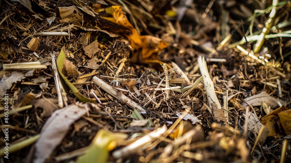 Biomass waste ready for energy conversion, close-up, vibrant, natural lighting, texture detail Biomass waste ready for energy conversion, close-up, vibrant, natural lighting, texture detail