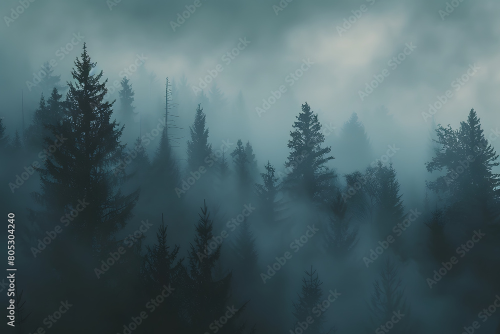 Mystical Autumn Fog in Black Forest, Germany - Enchanting Landscape with Rising Fog, Autumnal Trees, and Firs Mystical Autumn Fog in Black Forest, Germany - Enchanting Landscape with Rising Fog, Autumnal Trees, and Firs