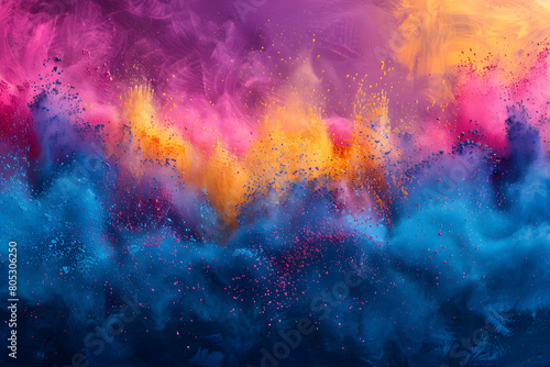 Abstract background with vibrant powder in various colors, suitable for special awareness days, weeks, or months. Ample copyspace for text. photo