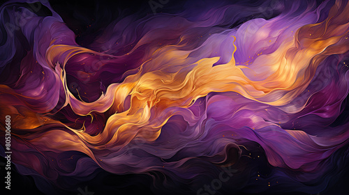 Seamless Purple and Gold Brush Stroke Wavy Banner Background