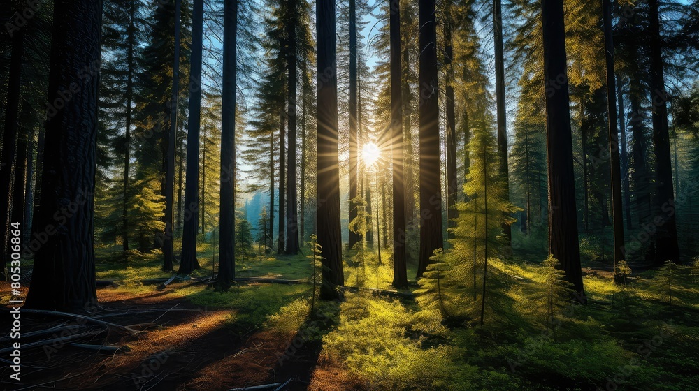 Obraz premium clear sun and trees