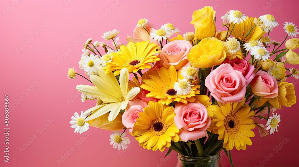 Obraz premium bouquet yellow and pink