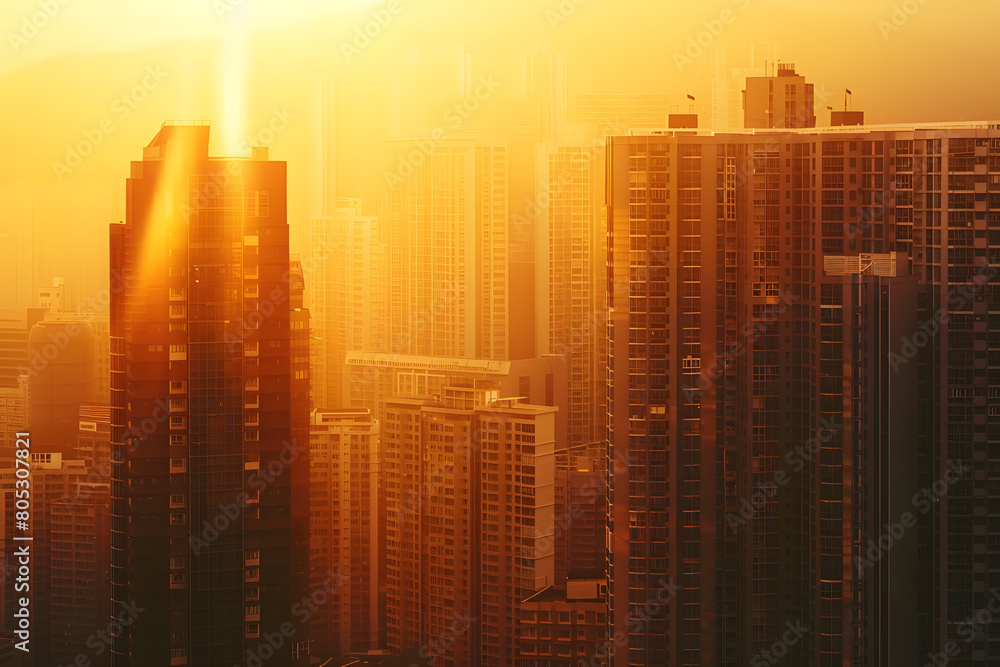 Fototapeta premium High-rise Buildings with Golden Hour Glow