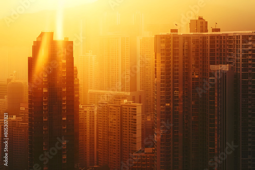 High-rise Buildings with Golden Hour Glow