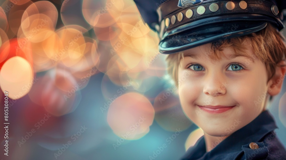 boy dressed as a police officer on the street with blurred background in high resolution and high quality boy dressed as a police officer on the street with blurred background in high resolution and high quality