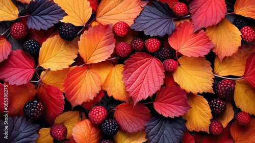 crpet leaf raspberry fruit A beautiful autumn scene with photo