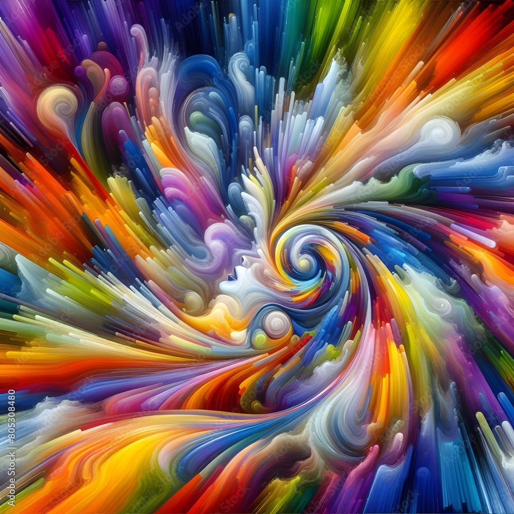 Rainbow Rapture characterized by abstract colorful shapes cascading and intertwining in a radiant display of vibrant hues and energetic patterns Rainbow Rapture characterized by abstract colorful shapes cascading and intertwining in a radiant display of vibrant hues and energetic patterns