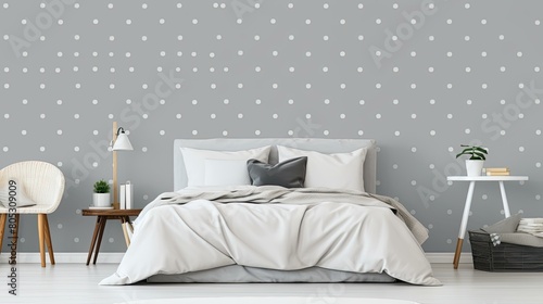 bedroom grey polka dots