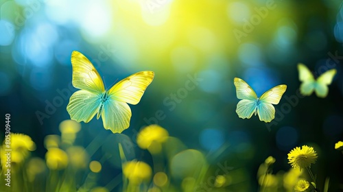 beauty yellow butterflies photo