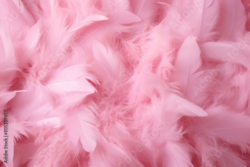 Feminine Fluffy pink feathers. Fashion light. Generate Ai