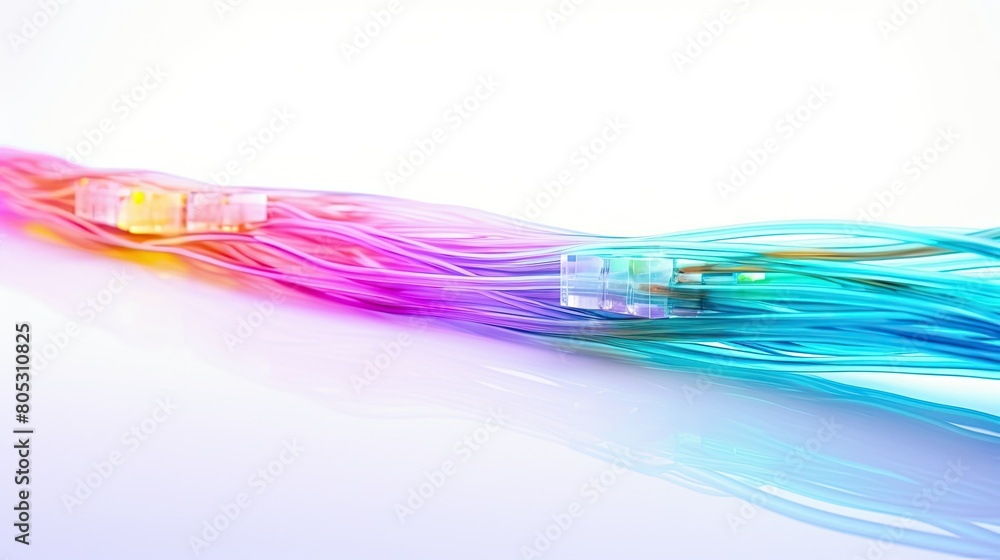 vibrant fiber optic cable white background vibrant fiber optic cable white background