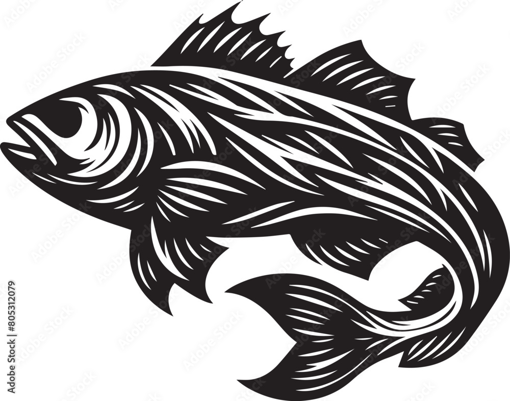 Sea fish silhouette isolated on white background. logo Sea fish silhouette isolated on white background. logo