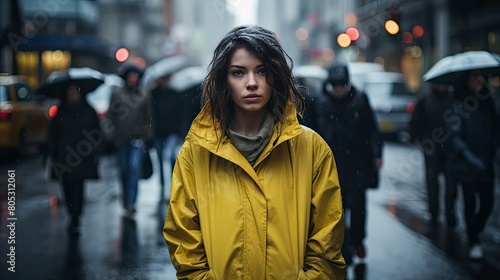 street woman in yellow photo