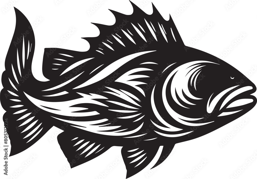 Sea fish silhouette isolated on white background. logo Sea fish silhouette isolated on white background. logo