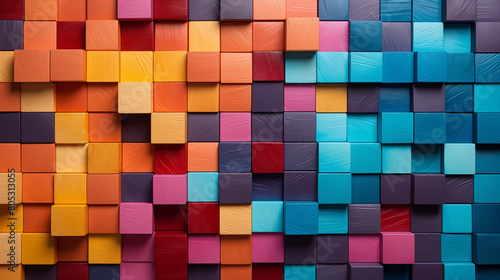 Modern 3D Render of Colorful Square Panels
