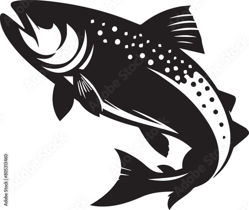 Sea fish silhouette isolated on white background. logo 