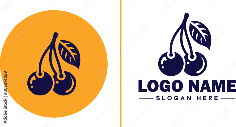 Obraz premium cherry icon Bing Maraschino Tart flat logo sign symbol editable vector