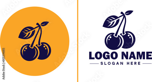 cherry icon Bing Maraschino Tart flat logo sign symbol editable vector