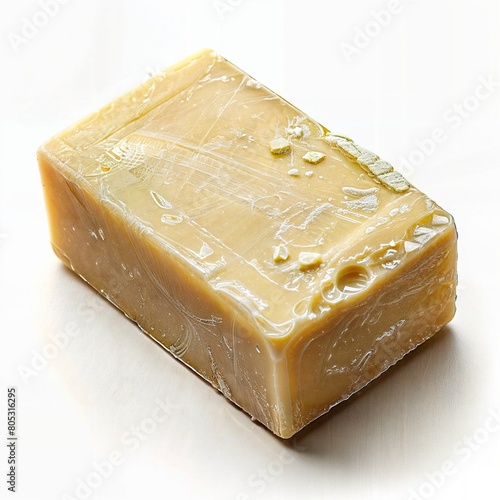 AI generated illustration of a bar of soap topped with white frosted swirls