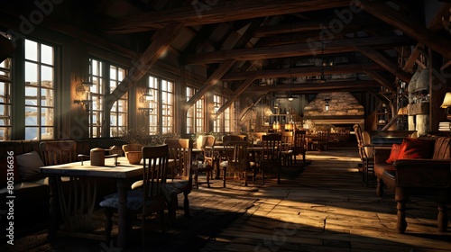 wooden blurred lodge interior