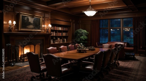 mahogany dark conference room