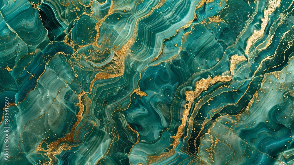 Obraz premium Luminous Turquoise Marble Texture with Gold Details