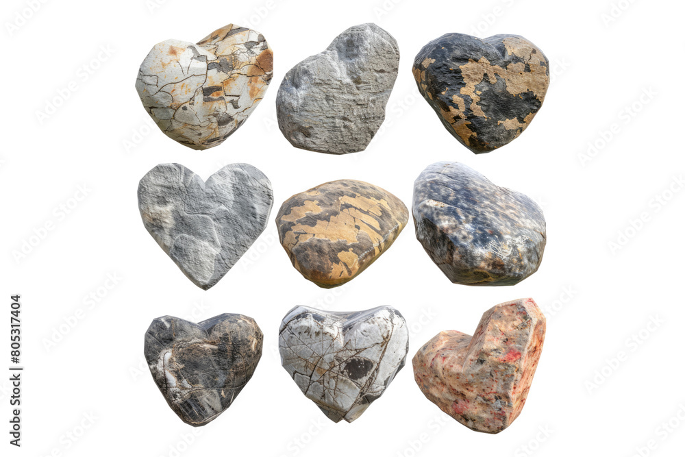 Set of heart rock isolated on transparent background Set of heart rock isolated on transparent background