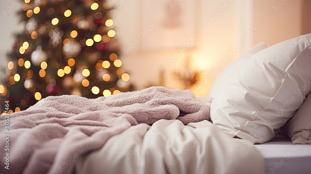 bedroom blurred christmas mockup interior bedroom blurred christmas mockup interior