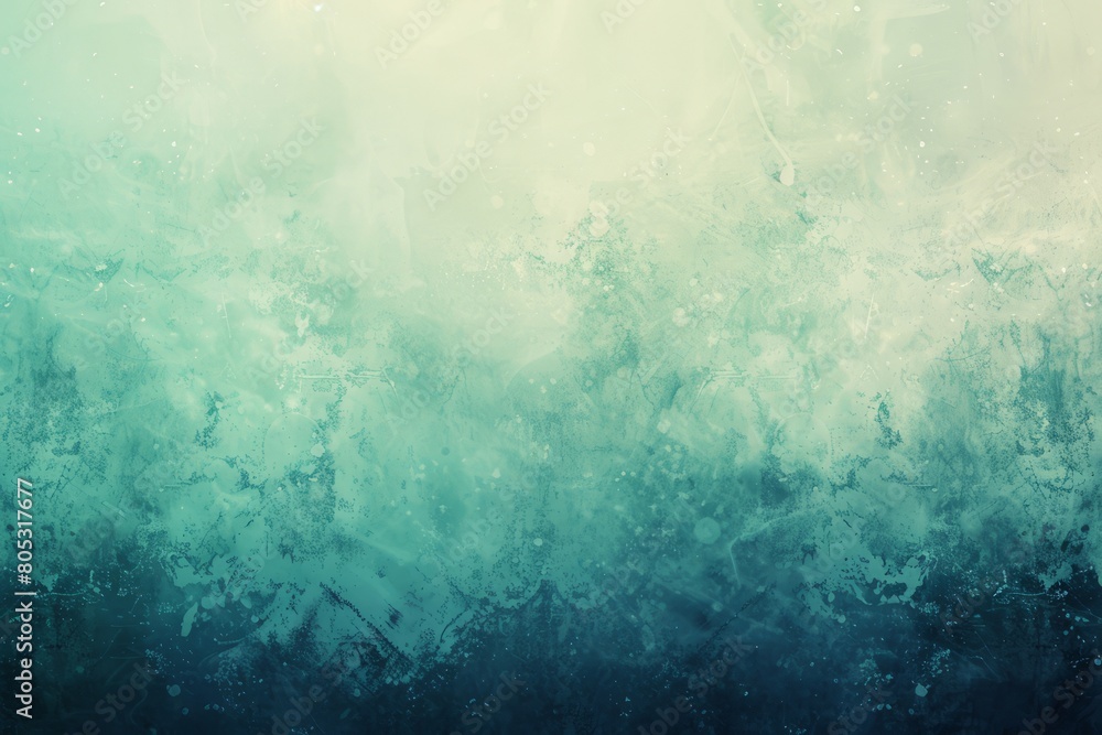 Obraz premium Sage aqua grainy color gradient background glowing noise texture cover header poster design
