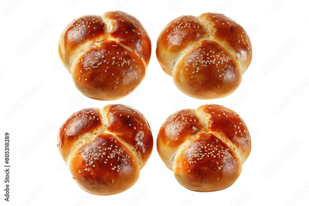Set of traditional bun isolated on transparent background