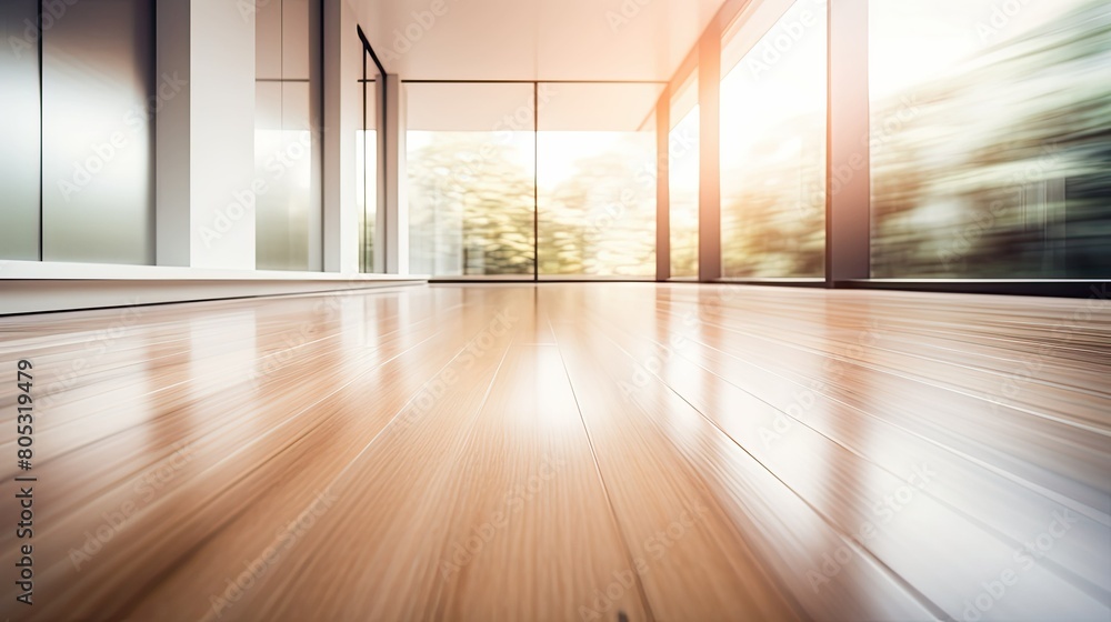 Fototapeta premium minimalist blurred wood floor interior