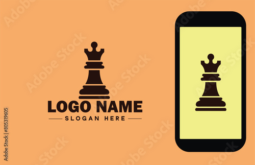 chess icon Checkmate Board game Strategic game flat logo sign symbol editable vector