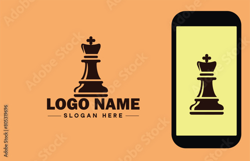 chess icon Checkmate Board game Strategic game flat logo sign symbol editable vector