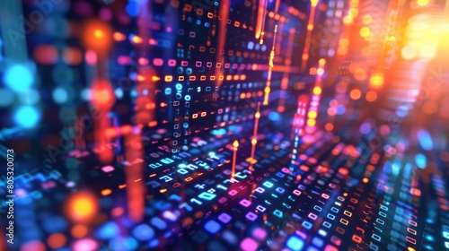 Wallpaper Mural Abstract Digital Realm: Binary Code and AI Algorithms Operating in a Dynamic Background Torontodigital.ca