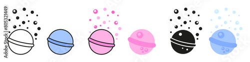 Bath Bombs vector collection. Bath Fizzers set. photo