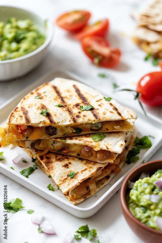 A delicious and easy-to-make quesadilla with a crispy tortilla, melted cheese, and your favorite fillings.