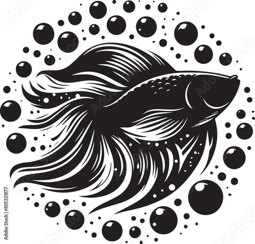 Sea fish silhouette isolated on white background