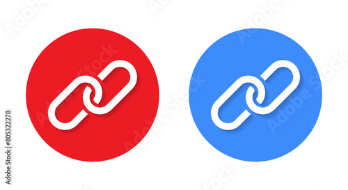 Chain link icon with shadow. Hyperlink concept