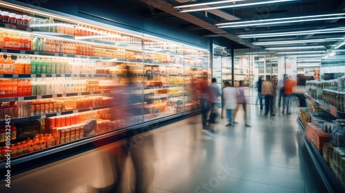 shelves blurred grocery store interior © vectorwin