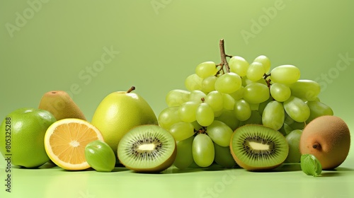 grape fruit on pastel background photo